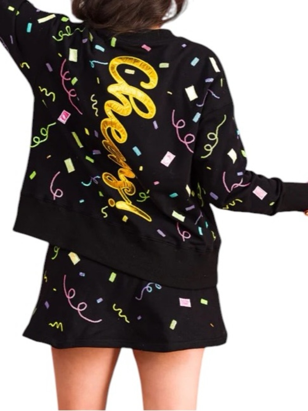 New Brianna Cannon Black Colorful Celebration Skirt/Skort Large $110 - Picture 5 of 13